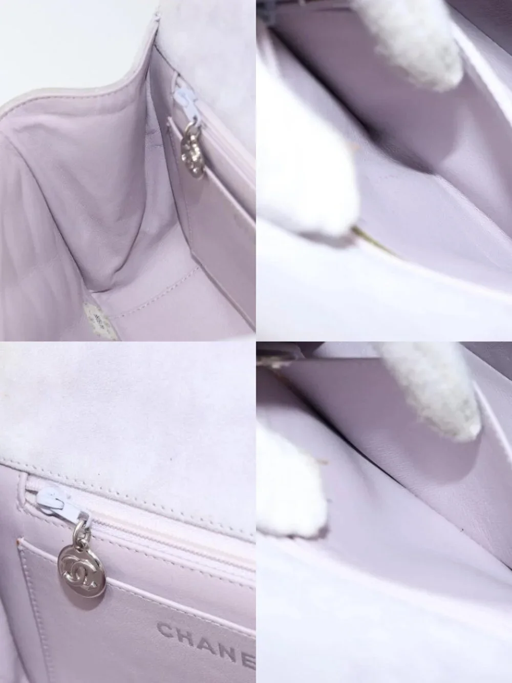 CHANEL Matelasse Hand Bag Suede Purple Silver CC Auth 158159